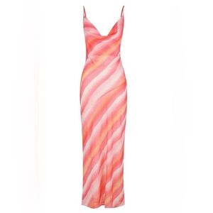 Charlie Holiday Stone Slip Maxi Dress SZ XS Pink Orange Summer Resort Wear NWT